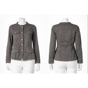 Maurices Utility Jacket Size 0 Gray Cotton Blend Button Front Military Style